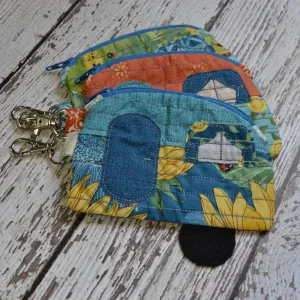 Camper Shaped Coin Purse -Re-Purposed Fabric - Group R - (3)