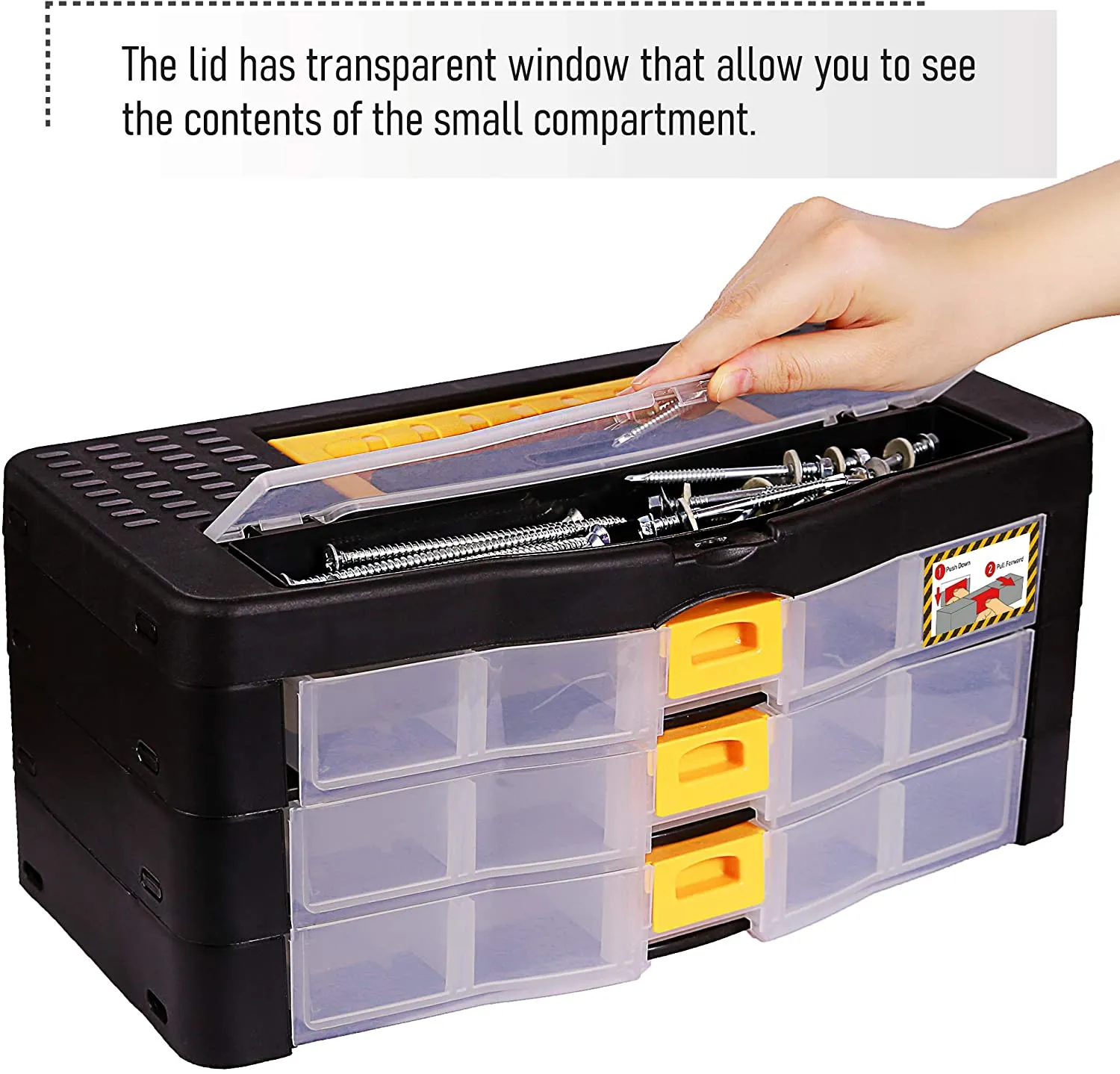 CANOPUS Plastic Tool Box, Tool Organizer with 3 Drawers