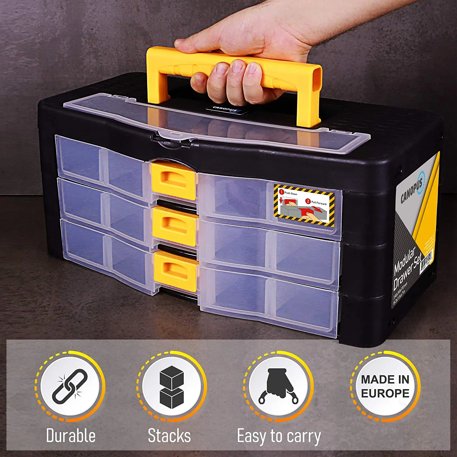 CANOPUS Plastic Tool Box, Tool Organizer with 3 Drawers