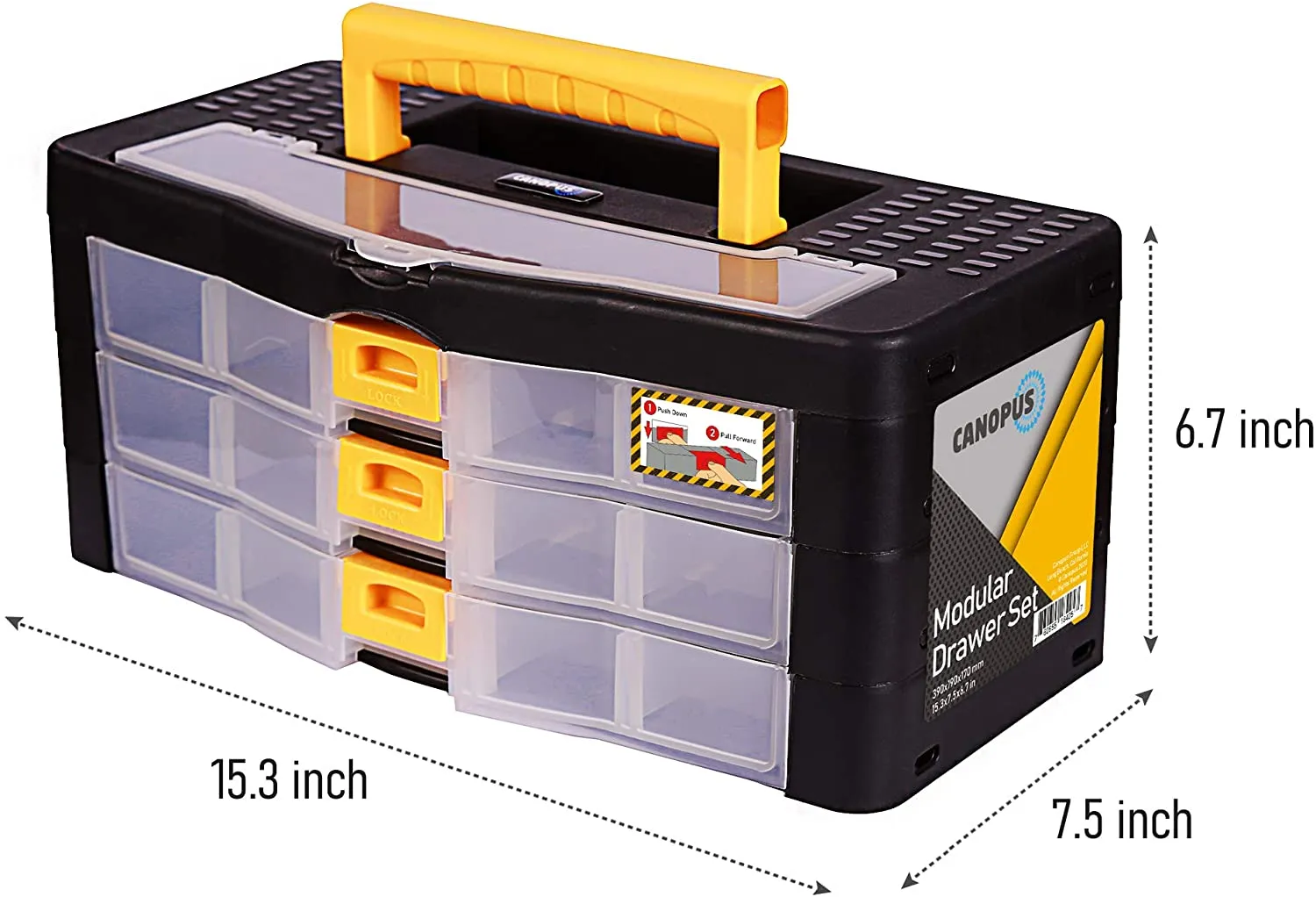 CANOPUS Plastic Tool Box, Tool Organizer with 3 Drawers