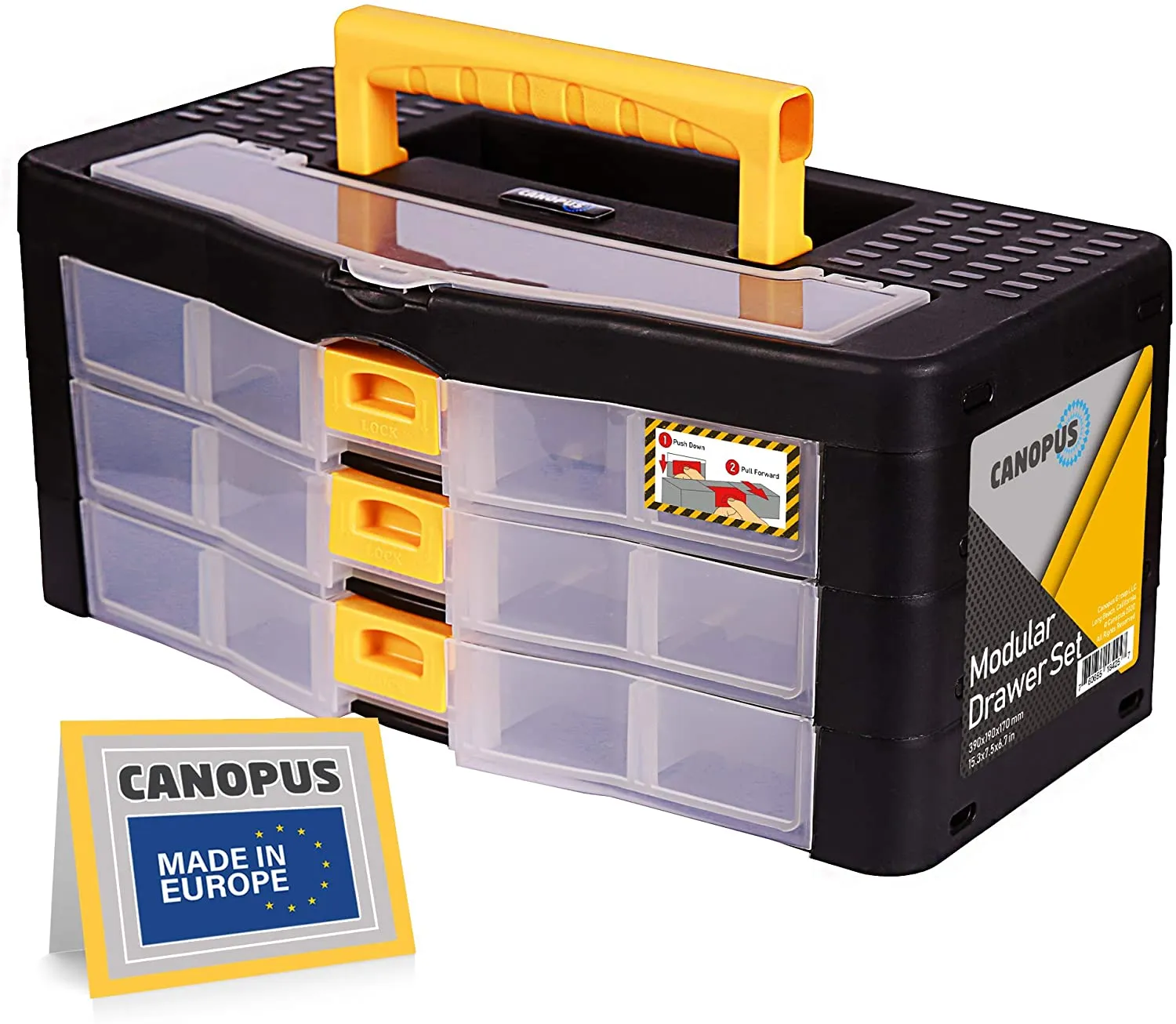 CANOPUS Plastic Tool Box, Tool Organizer with 3 Drawers