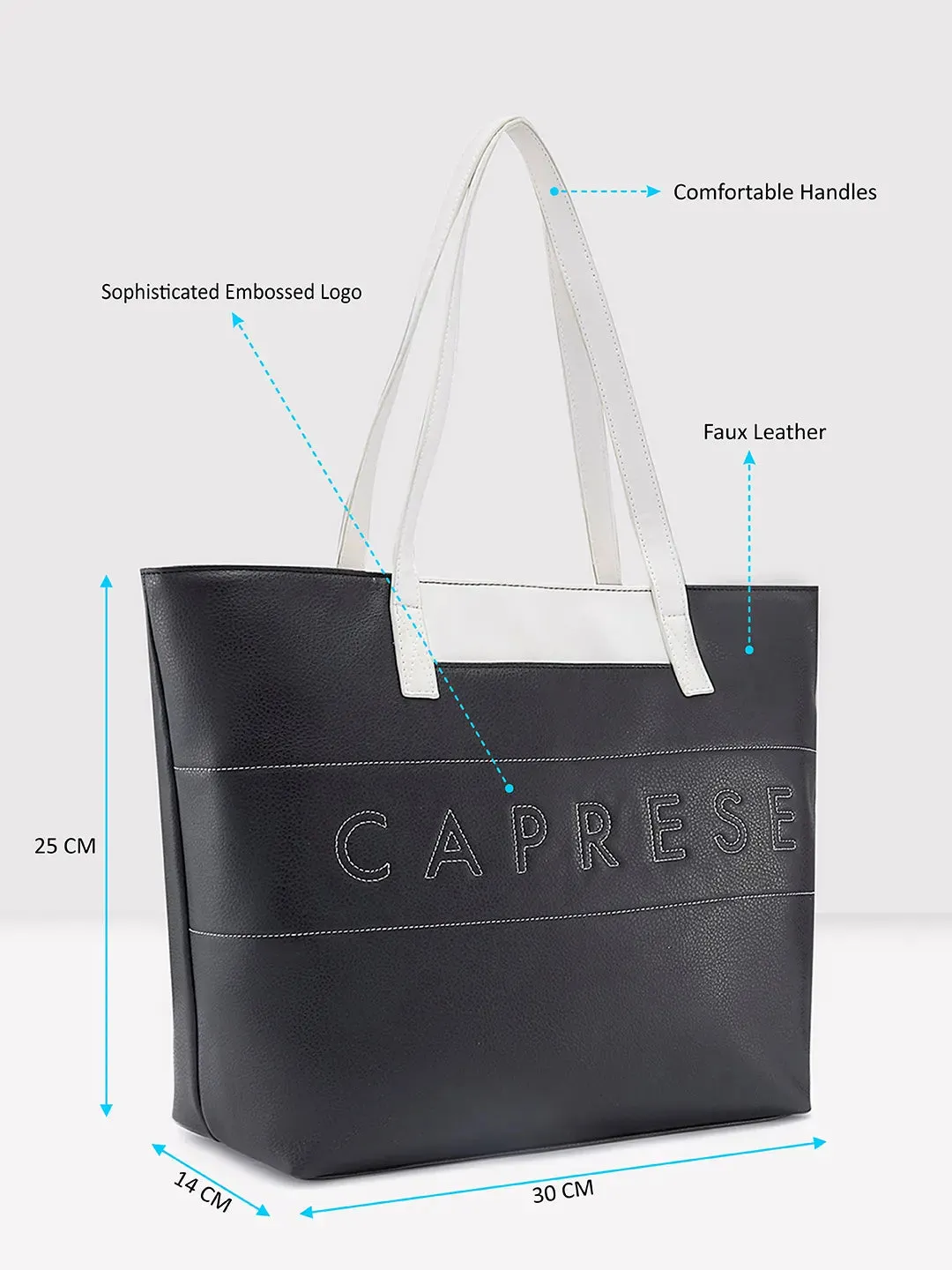 Caprese Narni Tote Medium Solid Womens Office Handbag Black