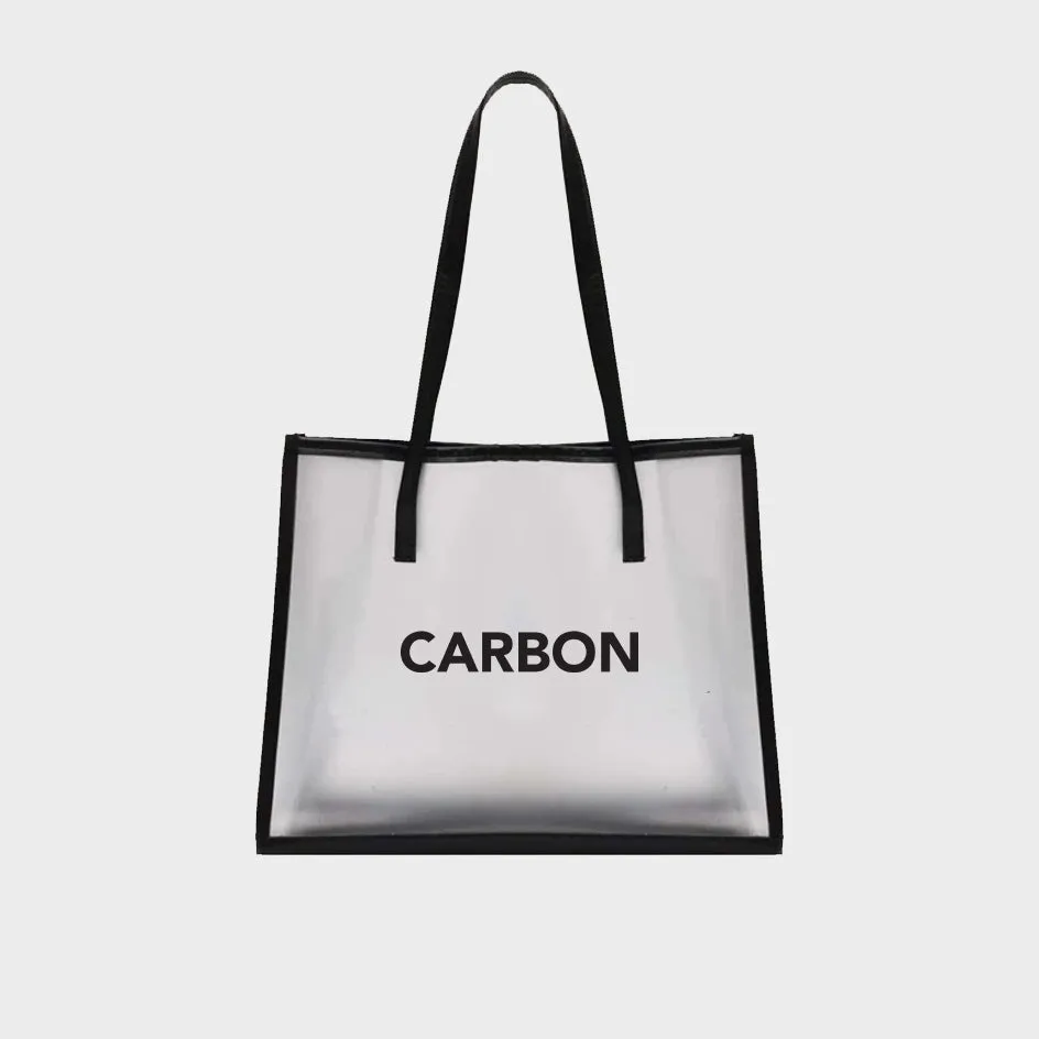 Carbon Frosted Matte Transparent Fashion Shopping  HandBag - Black