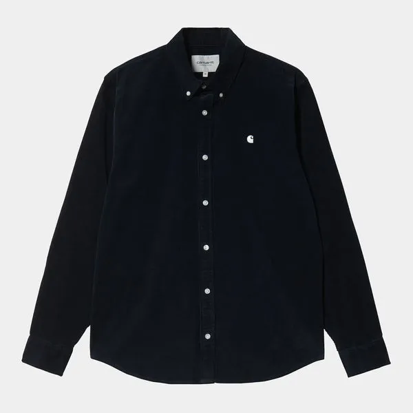 Carhartt WIP Madison Fine Cord Shirt - Dark Navy / White