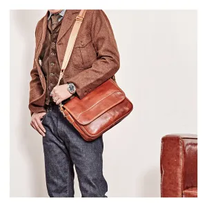 Casual Black Leather Mens Messenger Bag Side Bag Leather Brown Courier Bag For Men