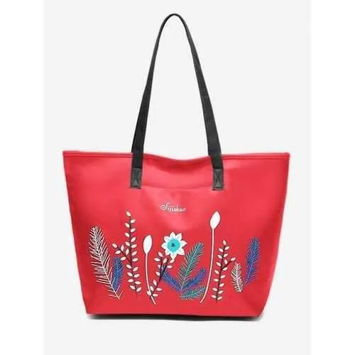 Casual Outdoor Travel Flowers Shoulder Bag - Red