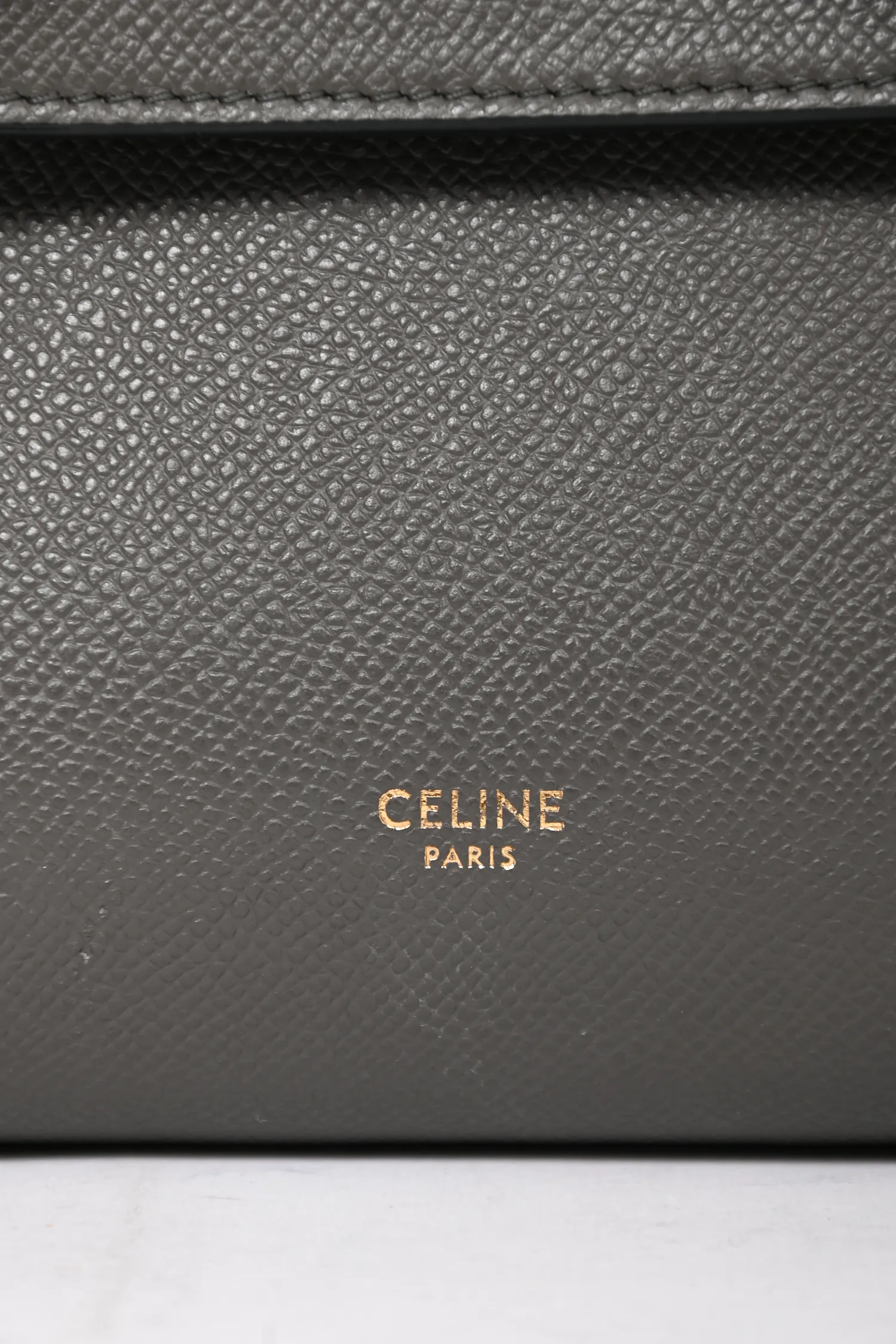 Celine Grey Grained Leather Nano Belt Bag with Strap