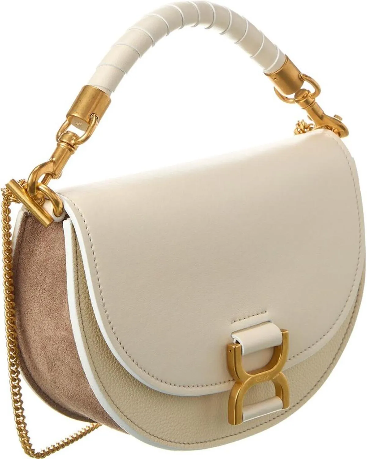 Chloé Marcie Chain Flap Leather & Suede Shoulder Bag