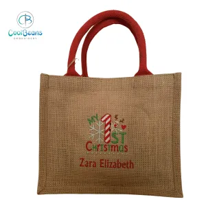 Christmas Jute Gift Bag - My 1st Christmas - Personalised