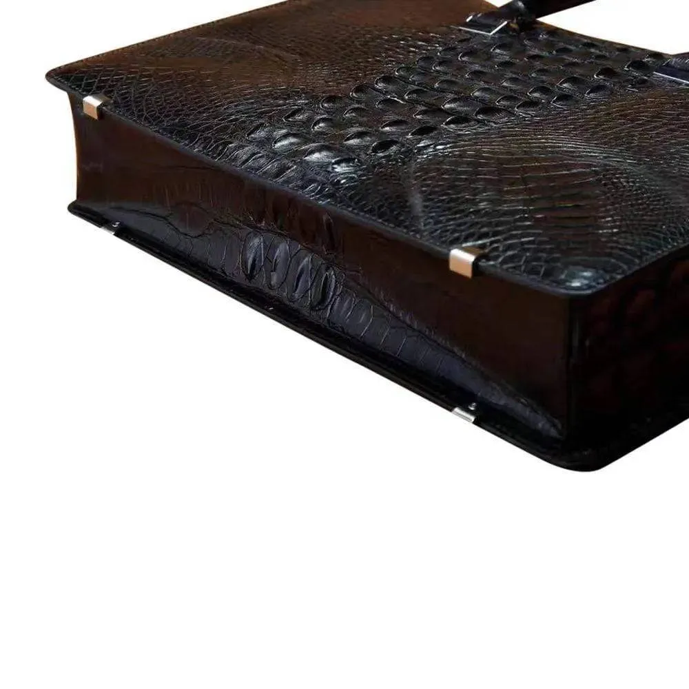 Classic Genuine Crocodile Leather Luxury Vintage  Strapless Briefcase Computer Bag