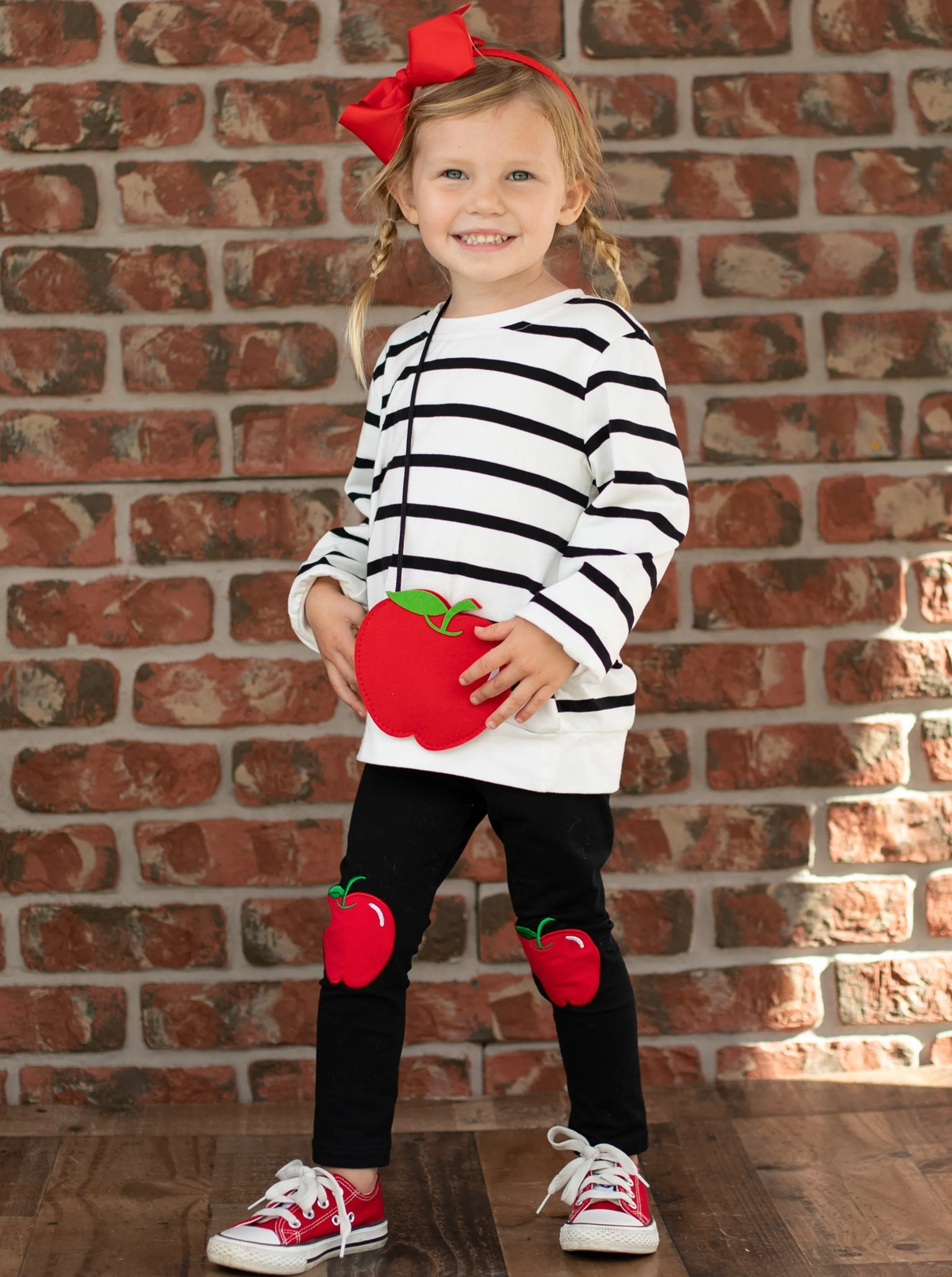 Classroom Chic Pullover, Patched Leggings and Purse Set