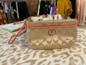 {{Client Code}} TAN/CORAL COACH wristlet