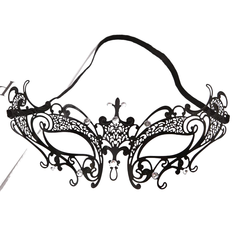 Come Closer Exquisite Black Venetian Mask | Metal | Lightweight | Bendable