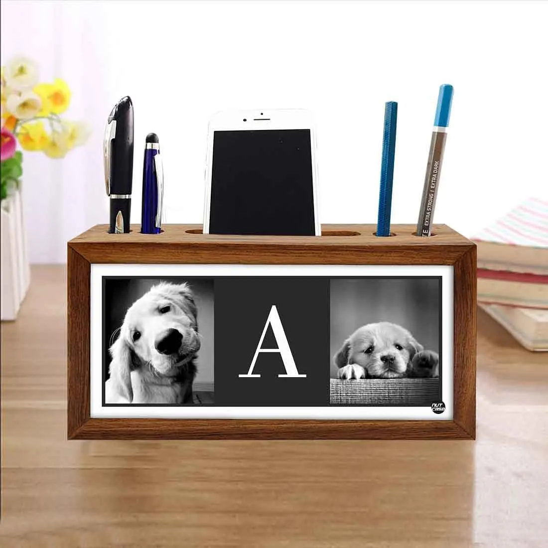 Custom Wood desktop organizer shelf - Dog