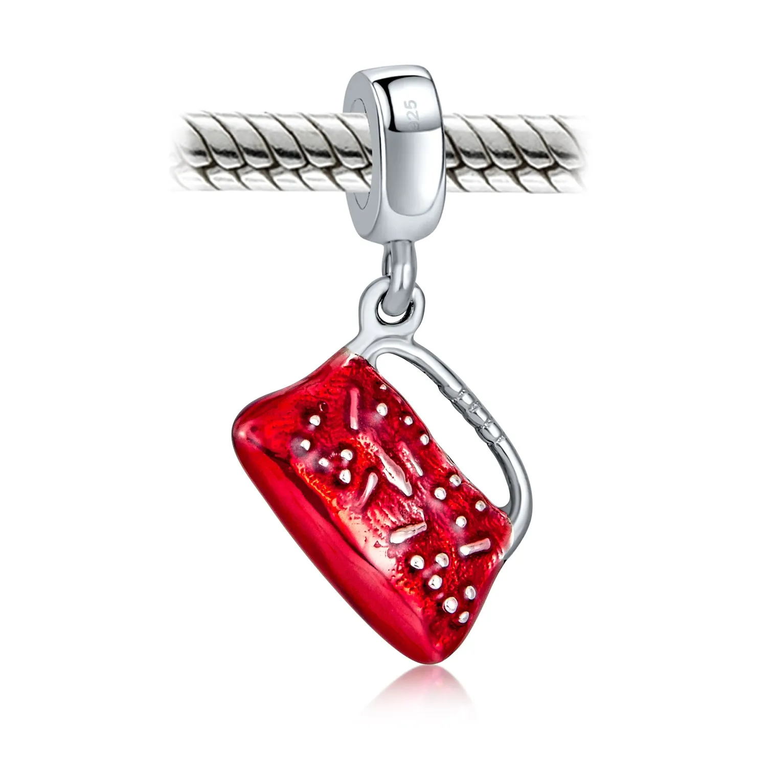 Dangle Charm Bead Red Clutch Purse Sterling Silver for European Bracelet