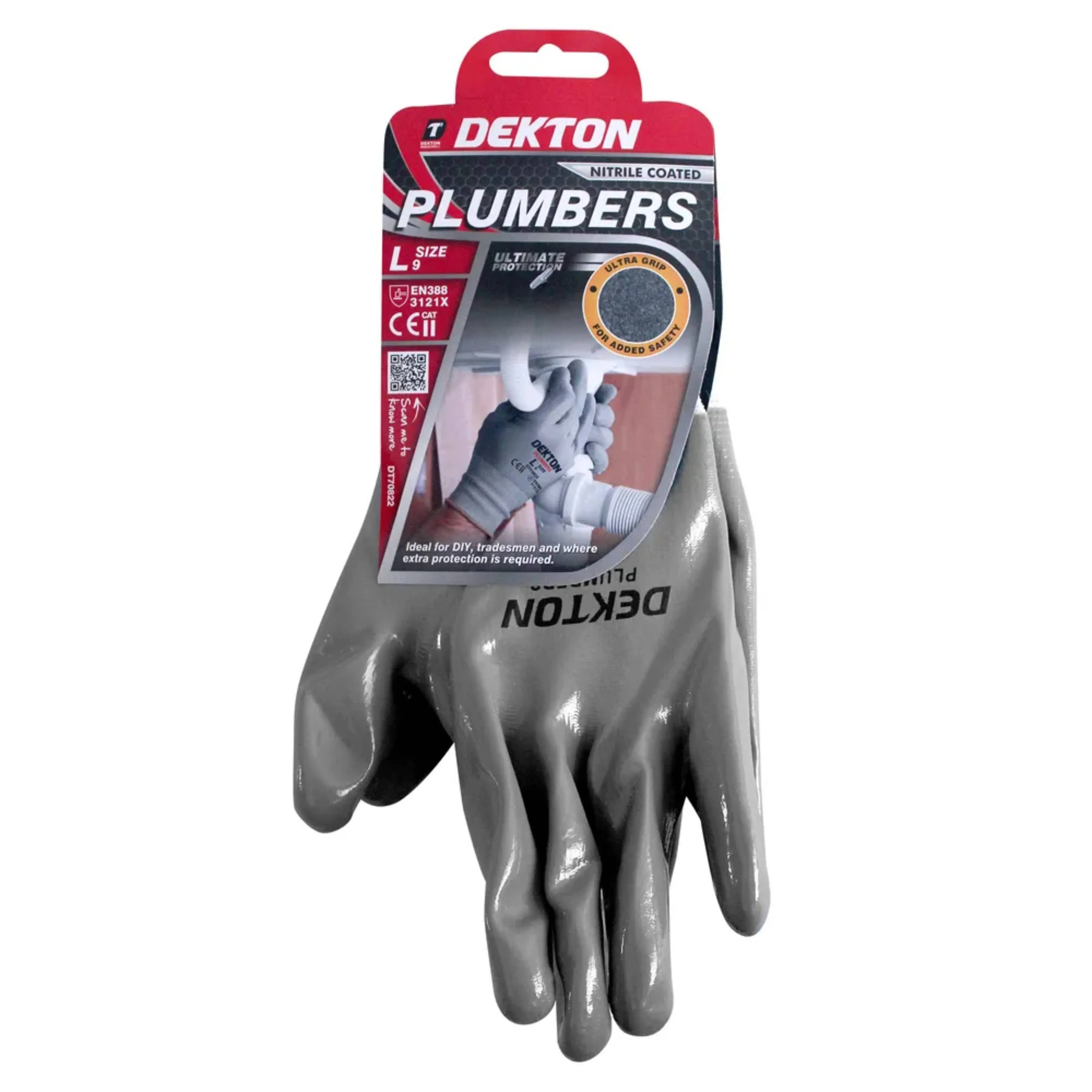 DEKTON Size 9/L Plumbers Nitrile Coated Gloves