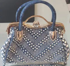 Denim Rhinestone Handbag