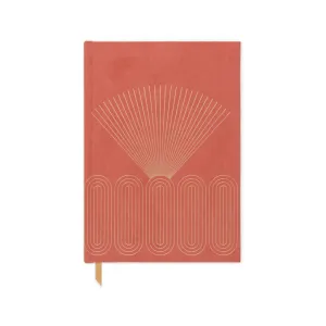 DesignWorks Ink: Hard Cover Suede Journal Radiant Rays Terracotta