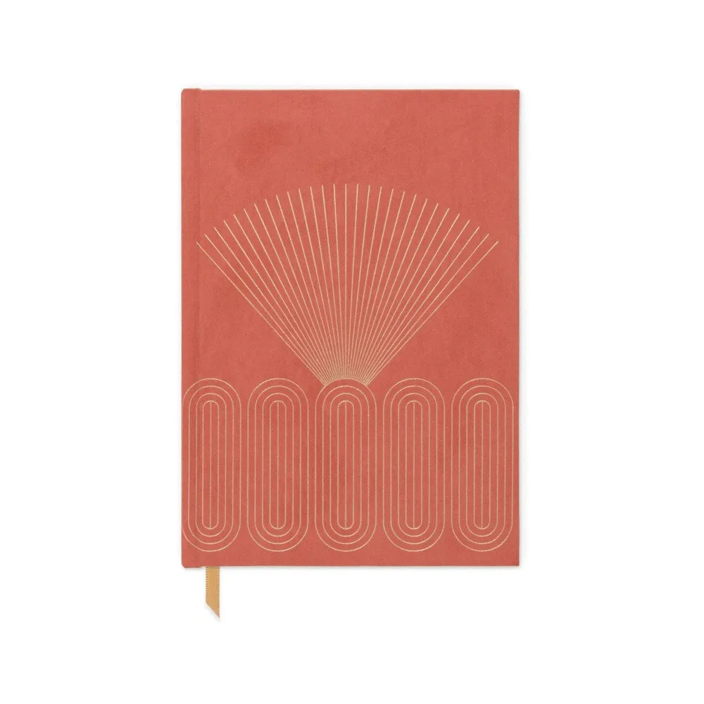 DesignWorks Ink: Hard Cover Suede Journal Radiant Rays Terracotta