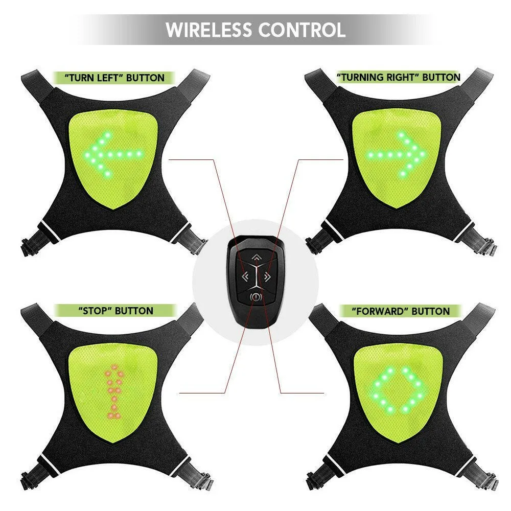 Double-sided LED Turn Signal Bike Pack LED Backpack with Direction Indicator USB Rechargeable Safety Light Bag Waterproof Bicycle Backpack Wireless Remote Control Bicycle Bag Sports Vest Ultralight Riding Bag