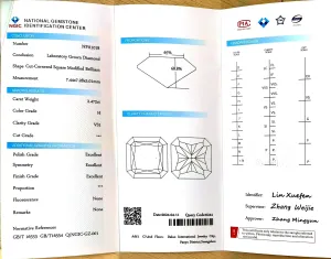 Doveggs 2.472ct radiant H Color VS1 Clarity Excellent cut lab diamond stone