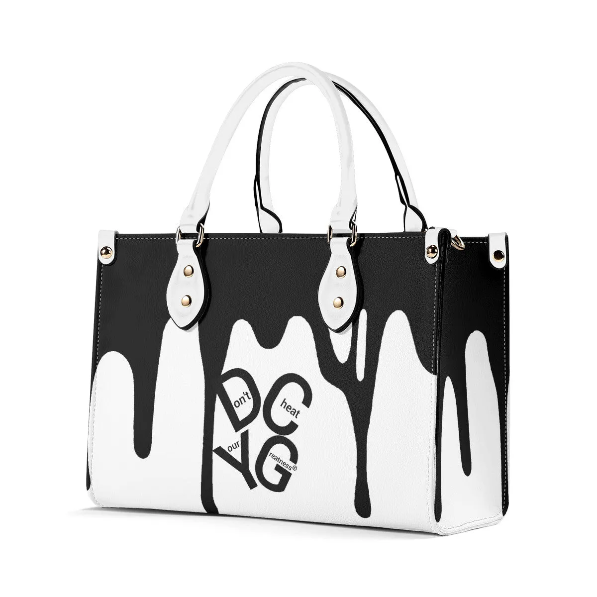 DRIP LO Black Logo & White Multiple Sizes Upgraded Luxury Women PU Leather Handbag