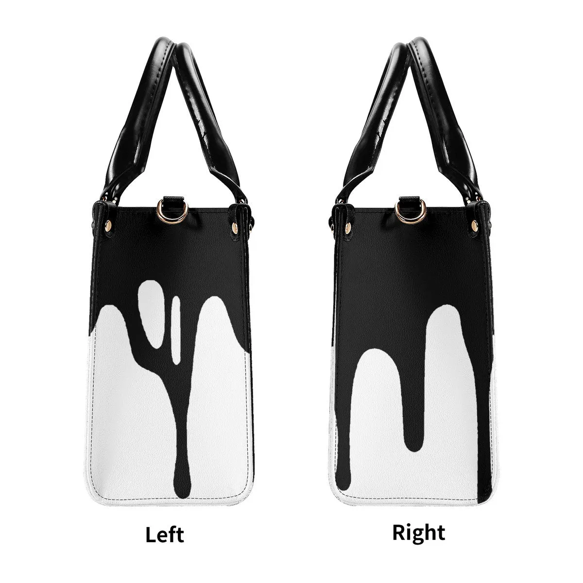 DRIP LO Black Logo & White Multiple Sizes Upgraded Luxury Women PU Leather Handbag