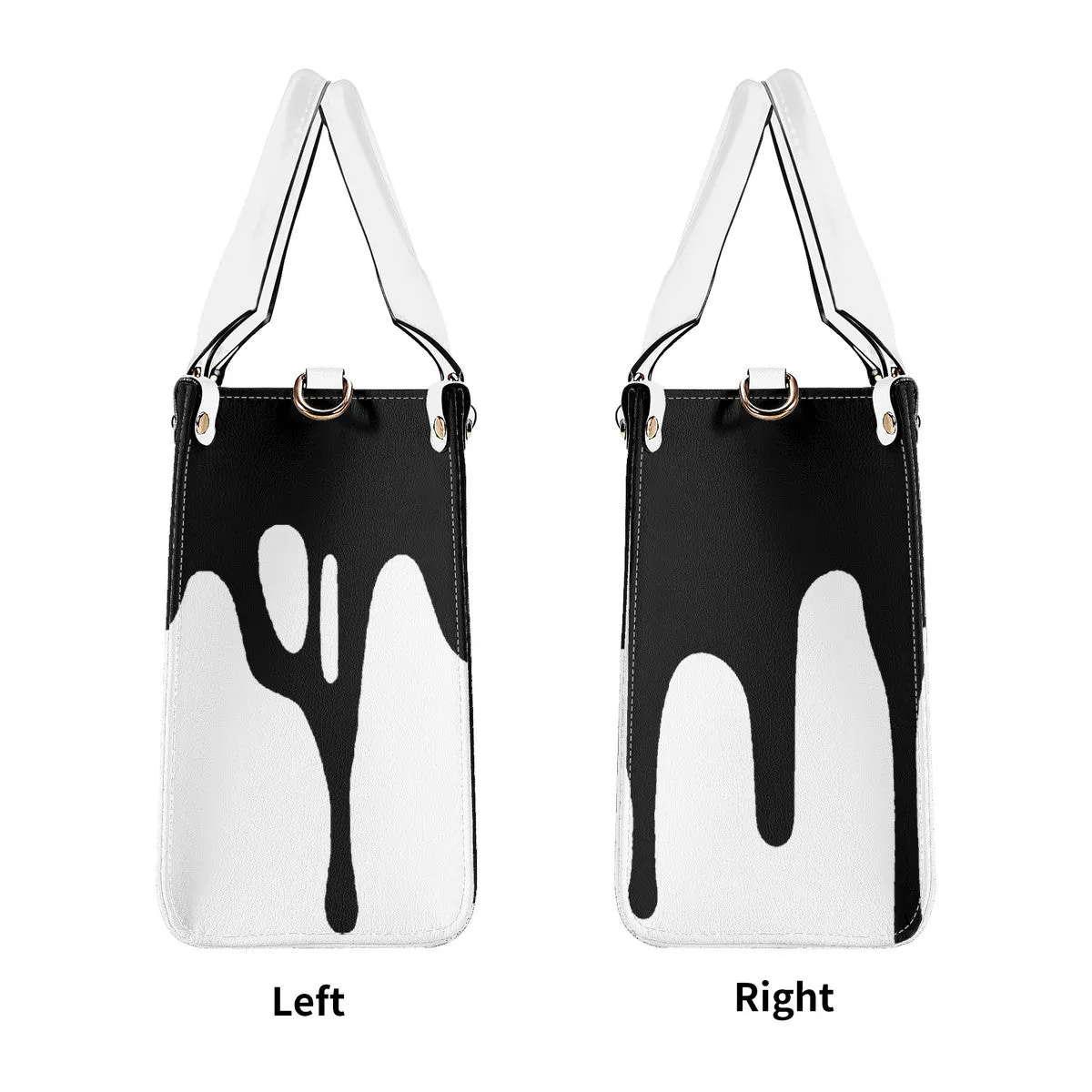 DRIP LO Black Logo & White Multiple Sizes Upgraded Luxury Women PU Leather Handbag