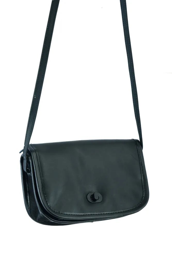 DS8500 Women's Black Construction Leather Purse/Shoulder Bag