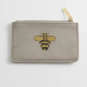 Estella Bartlett - Card Purse | Embroidered Bee Card Purse | Taupe Velvet