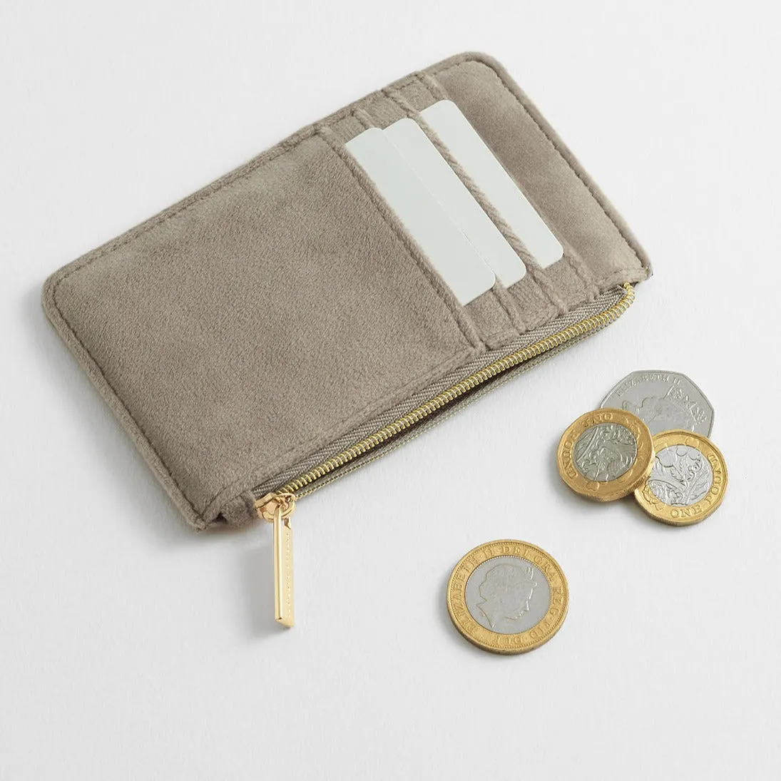 Estella Bartlett - Card Purse | Embroidered Bee Card Purse | Taupe Velvet