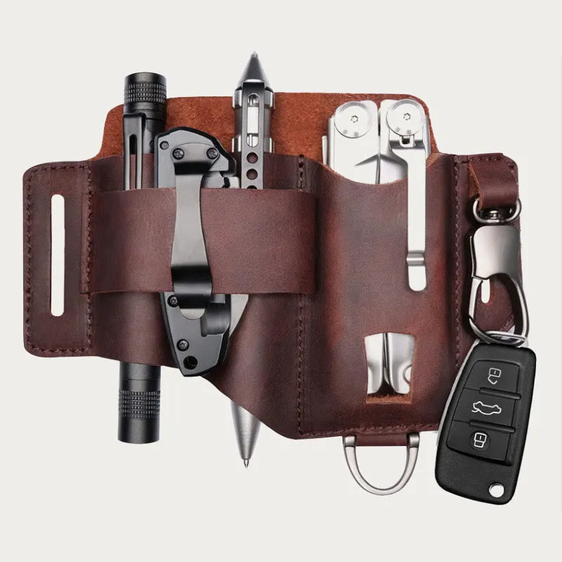 Everyday EDC Durable Belt Organizer Men's Belt Leather Multi Tool Sheath