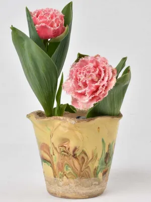 Exquisite 19th century French Jaspé flower pot / vase 5"