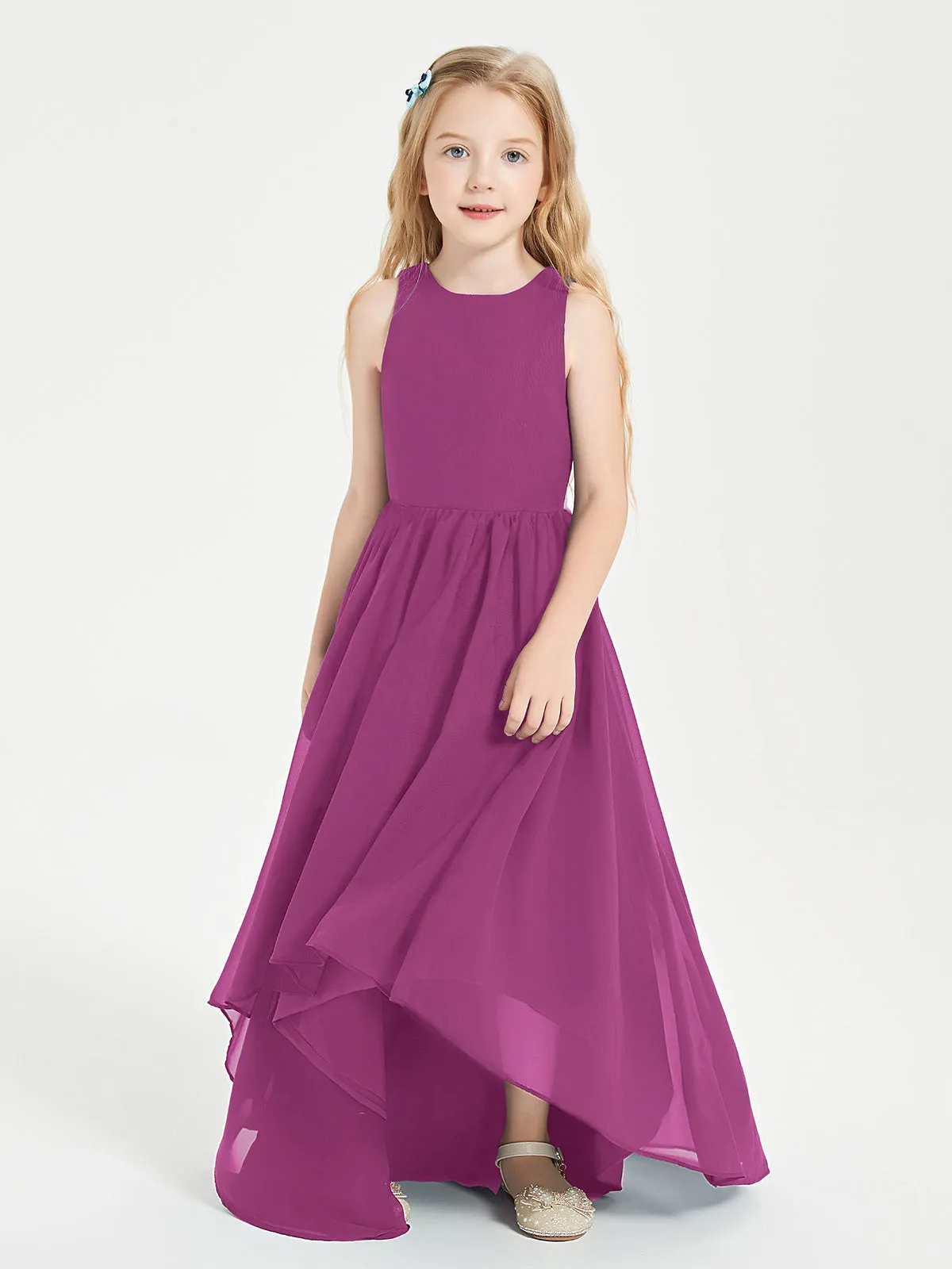 Exquisite Asymmetrical Junior Bridesmaid Dresses Scoop Neck Orchid