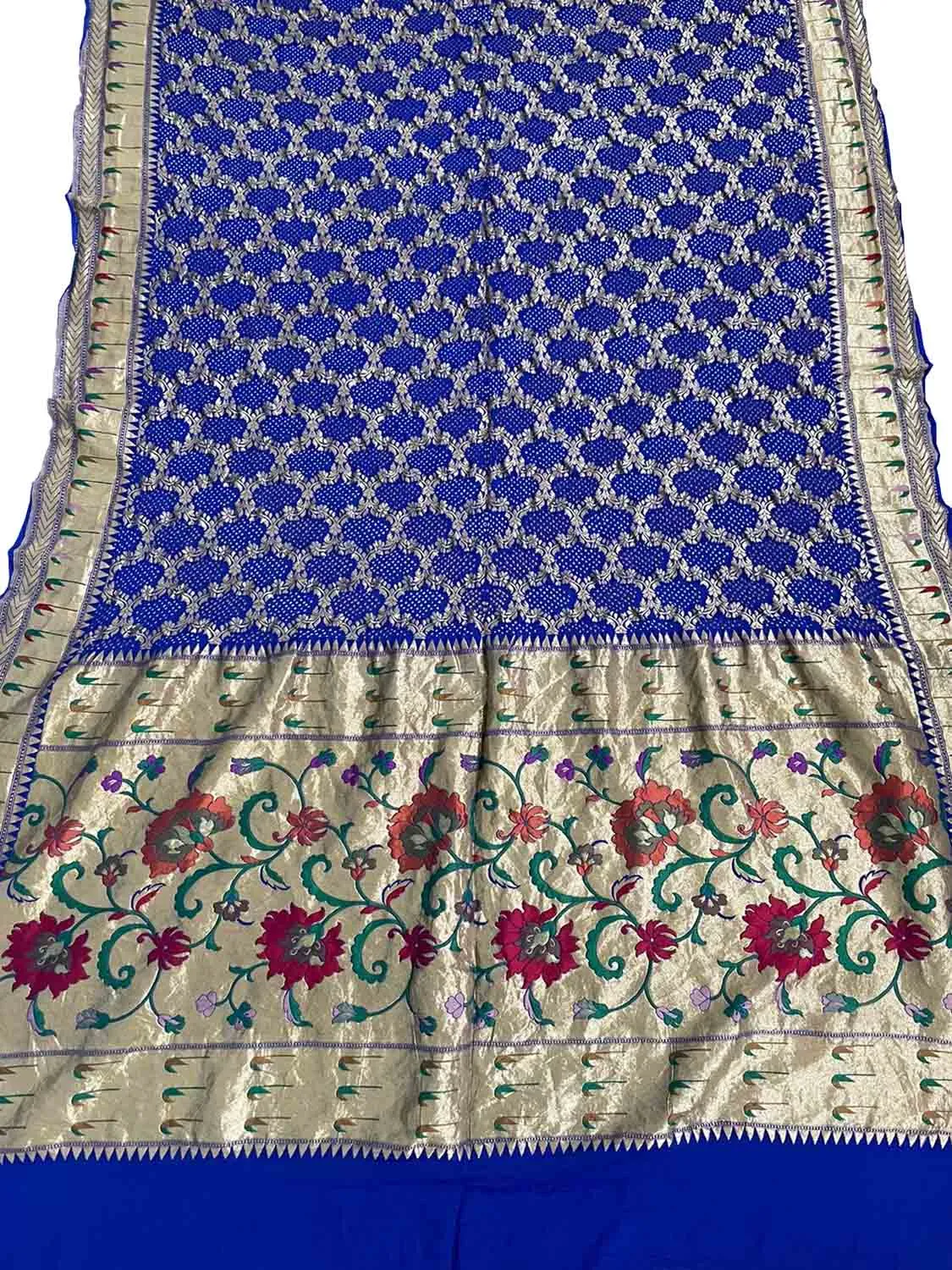 Exquisite Blue Banarasi Bandhani Georgette Dupatta: Pure Elegance