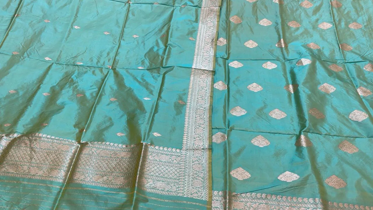 Exquisite Blue Banarasi Silk Suit - Handloom Katan