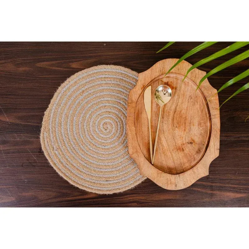 Exquisite Brown & Silver Jute Lurex Placemat | 14 Inch