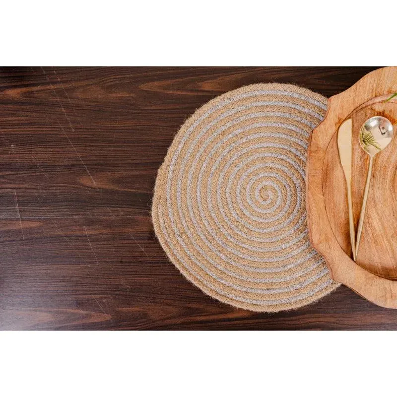 Exquisite Brown & Silver Jute Lurex Placemat | 14 Inch