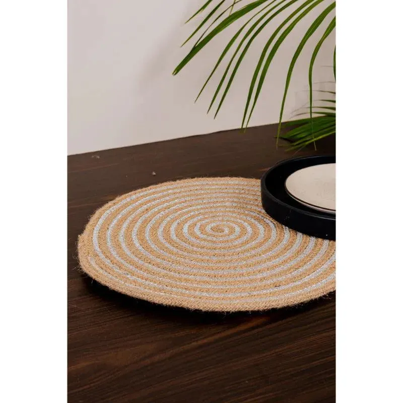 Exquisite Brown & Silver Jute Lurex Placemat | 14 Inch