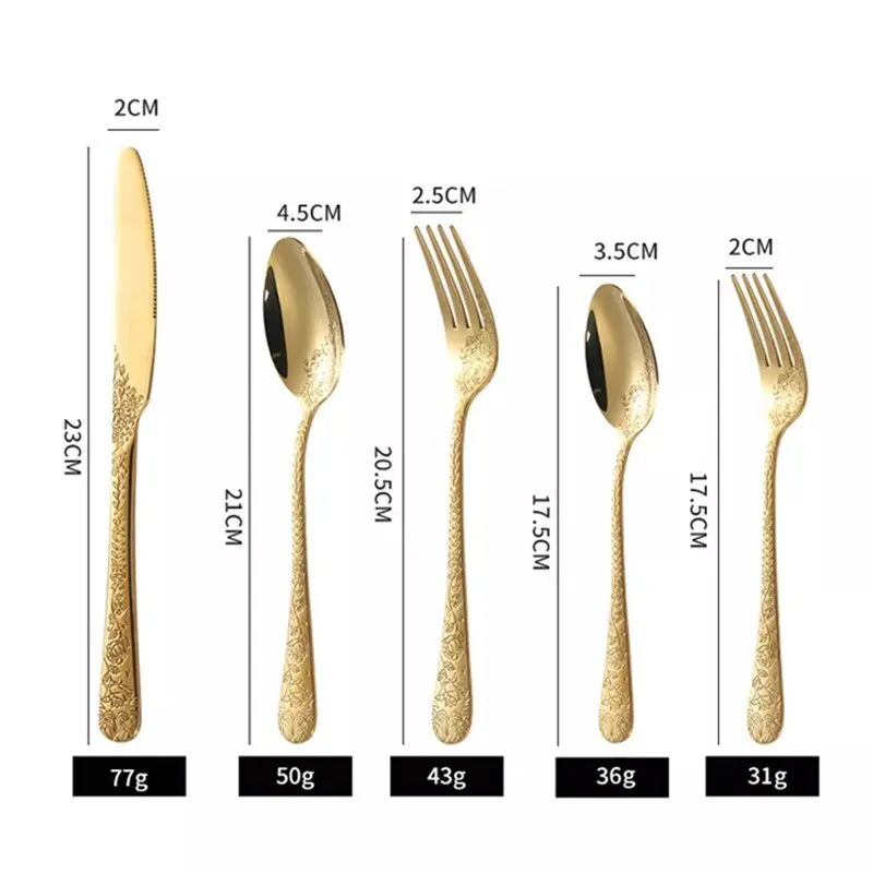 Exquisite Carving Stainless Steel Cutlery Set