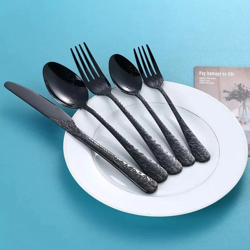 Exquisite Carving Stainless Steel Cutlery Set