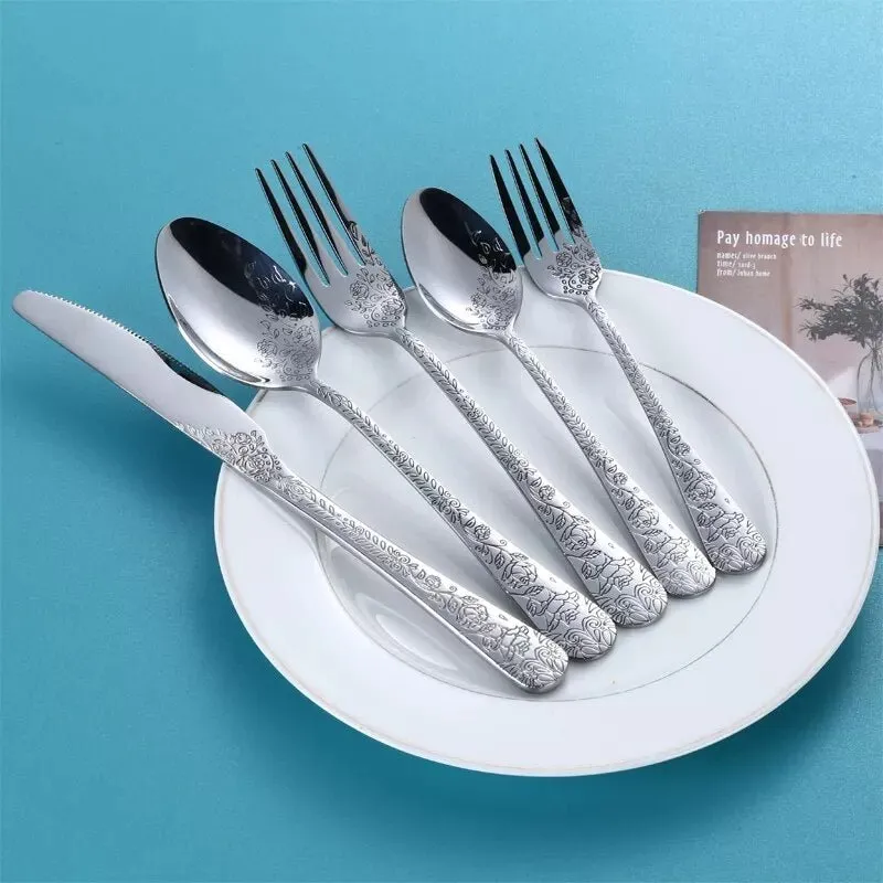 Exquisite Carving Stainless Steel Cutlery Set