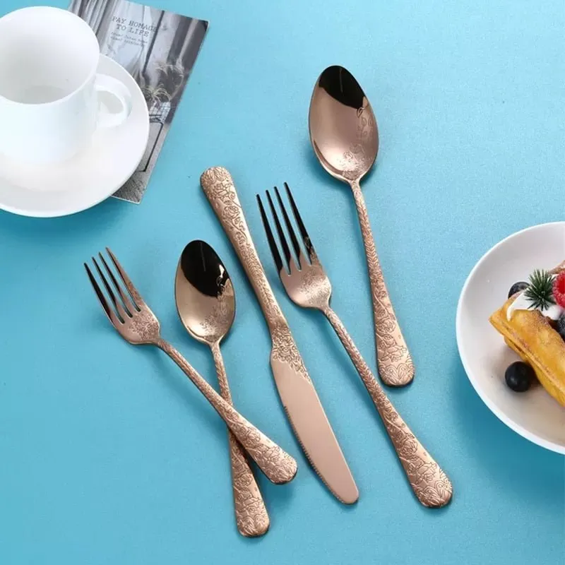 Exquisite Carving Stainless Steel Cutlery Set