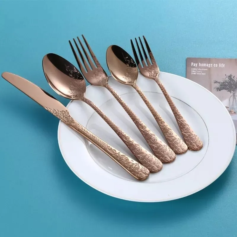 Exquisite Carving Stainless Steel Cutlery Set