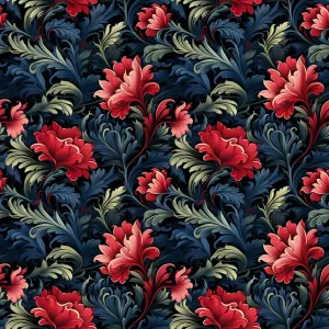 Exquisite Deep Colorful Floral Fabric