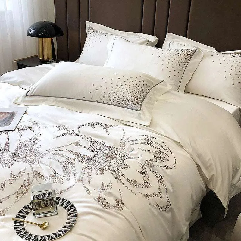 Exquisite Floral Elegance 1000TC Egyptian Cotton Bedding Set