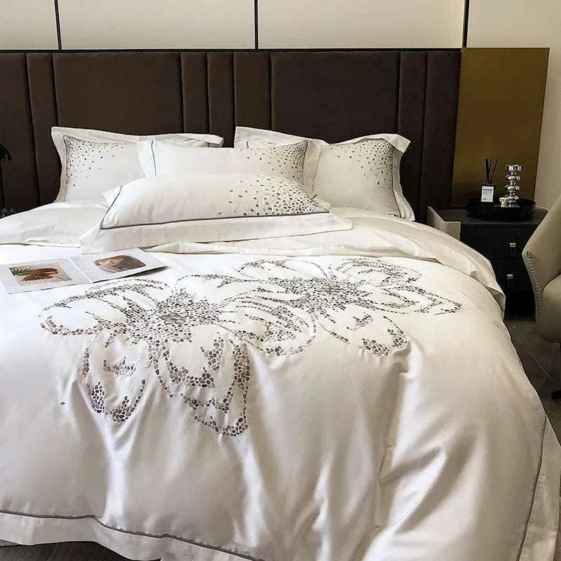 Exquisite Floral Elegance 1000TC Egyptian Cotton Bedding Set