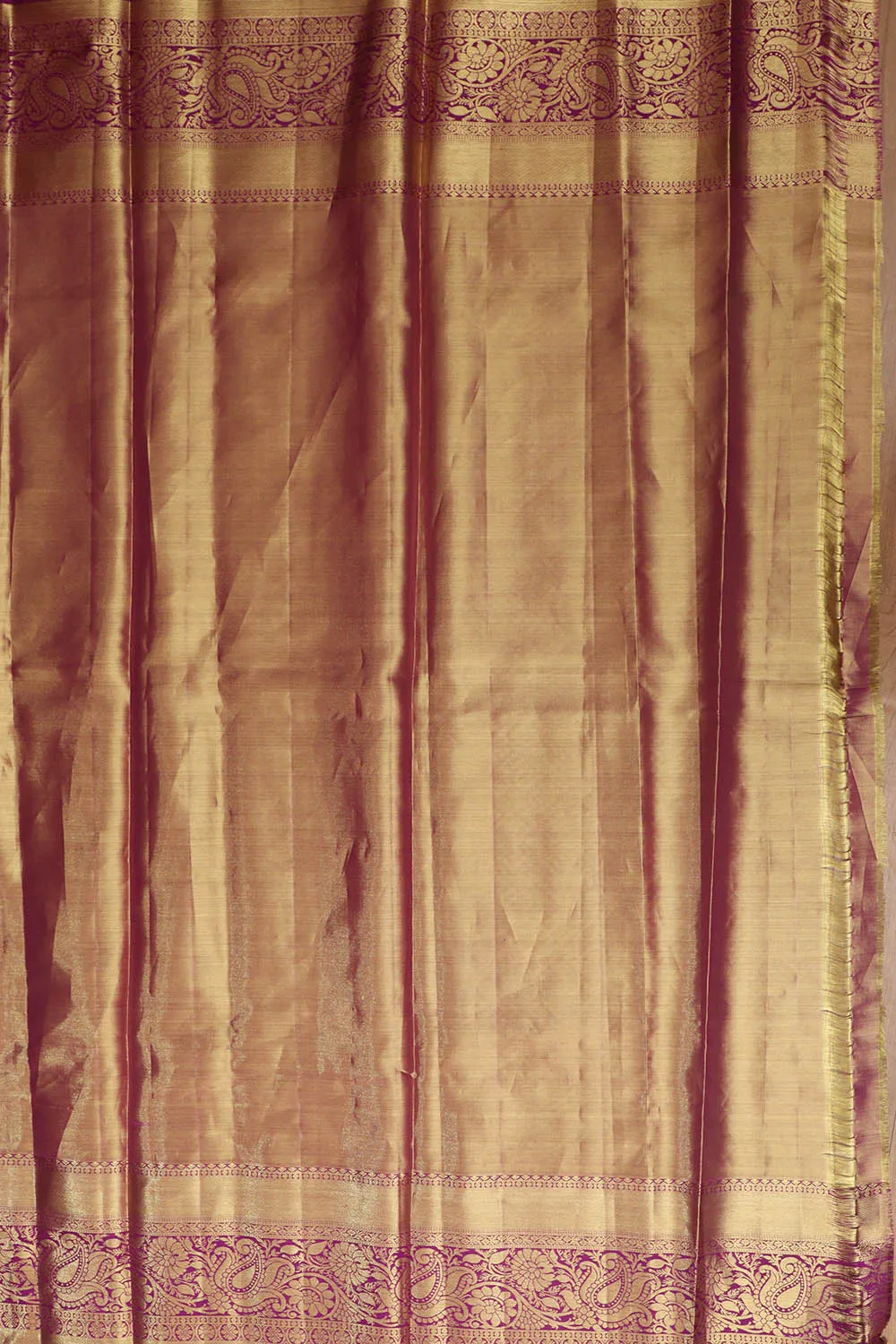 Exquisite Golden & Purple Kanjeevaram Silk Saree