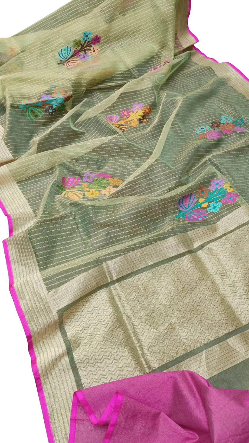 Exquisite Green Banarasi Tissue Silk Saree