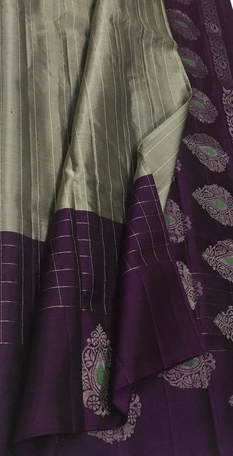 Exquisite Grey Kanjeevaram Pure Silk Saree